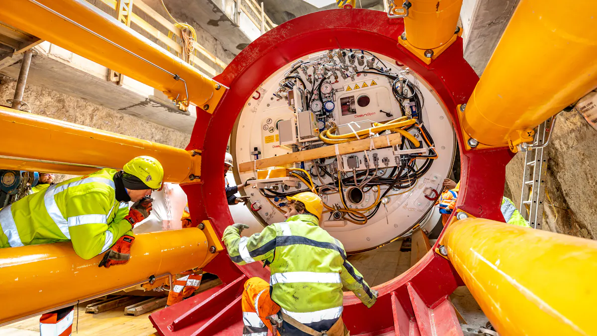 The mini-tunnel boring machine Giorgia gets started