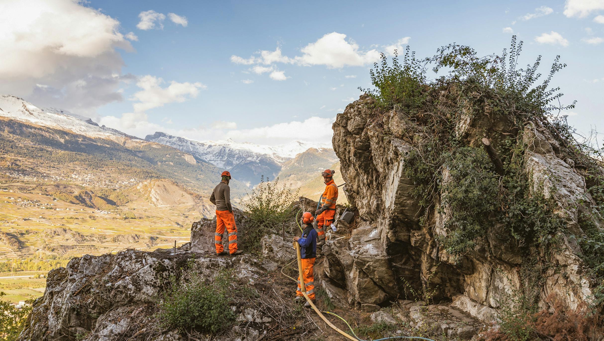 Cantiere prima di attraversare la Borgne con una magnifica vista, Bramois 2018