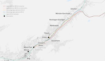 Plan de situation du tronçon Ernen – Ulrichen